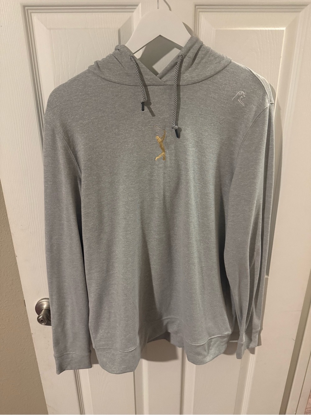 Rhoback Light Gray Hooded Long-Sleeve Shirt w/ The Players Golf Gold Logo Small!